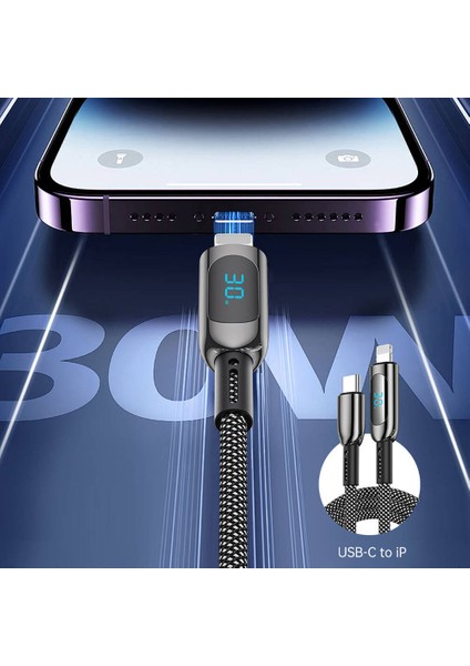 Type-C To Lightning Şarj ve Data Kablo WI-C041 Magq Çinko Alaşımlı Hızlı Şarj Özellikli 30W
