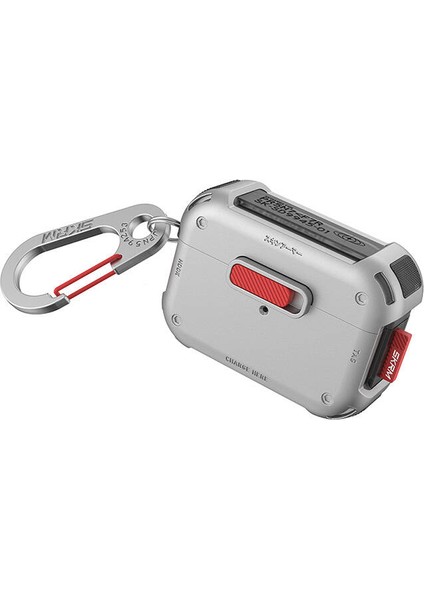 Airpods Pro 2 Uyumlu Kılıf Skinarma Magnetik Kilitli Airbagli Tasarım Mecha Kılıf Gümüş