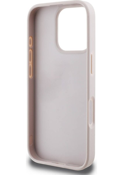 iPhone 16 Pro Kılıf Guess Lisanslı Pu Deri Taşlı Metal Üçgen Logo Vücut Askılı 4g Desenli Pembe fırsatları