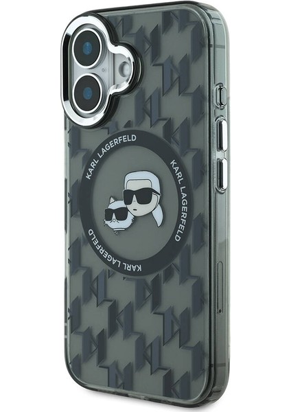 iPhone 16 Kılıf Lisanslı Magsafe Özellikli Iml Baskılı Metal Monogram Kc Heads Siyah fiyatları