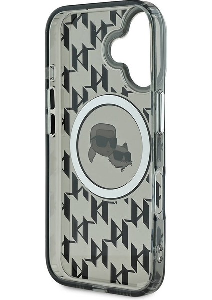 iPhone 16 Kılıf Lisanslı Magsafe Özellikli Iml Baskılı Metal Monogram Kc Heads Siyah fırsatları