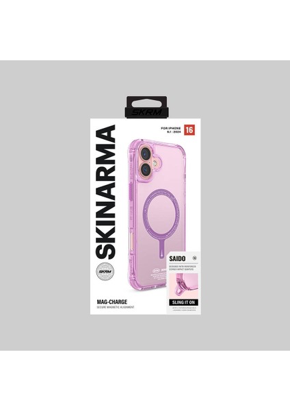 iPhone 16 Uyumlu Kılıf Skinarma Şeffaf Airbag Tasarımlı Magsafe Şarj Özellikli Saido Kapak Pembe