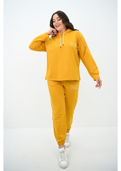Kadın Büyük Beden Aksesuar Çıtçıt Detaylı Eşofman Takımı 8144-25 modelleri
