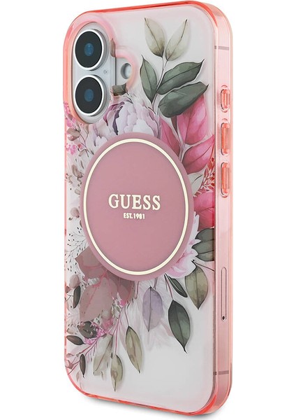 iPhone 16 Kılıf Guess Lisanslı Magsafe Özellikli Iml Baskılı Yazı Logolu Flower Tonal Circle Pembe fiyatları