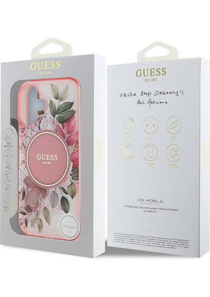 iPhone 16 Kılıf Guess Lisanslı Magsafe Özellikli Iml Baskılı Yazı Logolu Flower Tonal Circle Pembe fırsatları