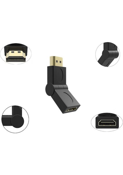 A4934 180 Derece Dönebilen Dişi HDMI To Erkek HDMI Çevirici Adaptör 2 Adet