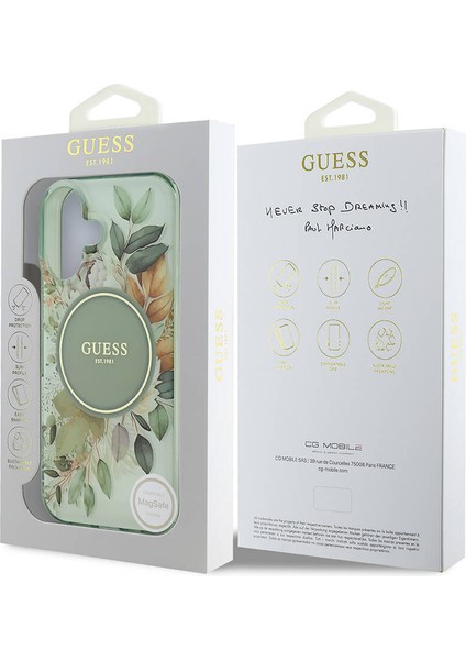 iPhone 16 Kılıf Guess Lisanslı Magsafe Özellikli Iml Baskılı Yazı Logolu Flower Tonal Circle Yeşil indirimleri