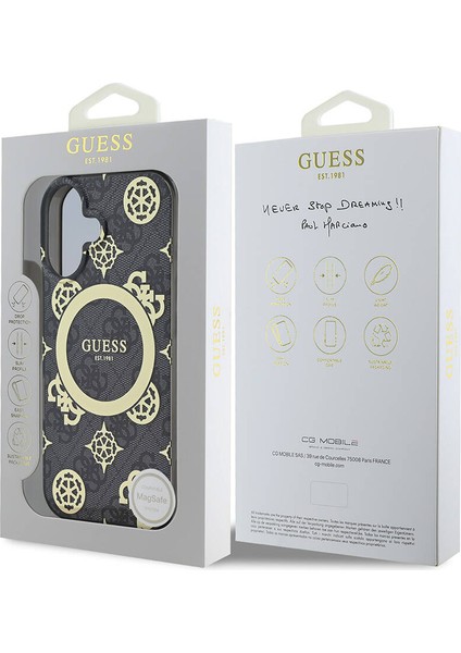 iPhone 16 Plus Kılıf Lisanslı Magsafe Özellikli 4g Desenli Iml Yazı Logolu Peony Siyah indirimleri