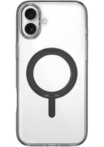 iPhone 16 Plus Kılıf MCC-201 Ishield Ultra Serisi Magsafe Özellik Standlı Crystal Sert Pc Siyah