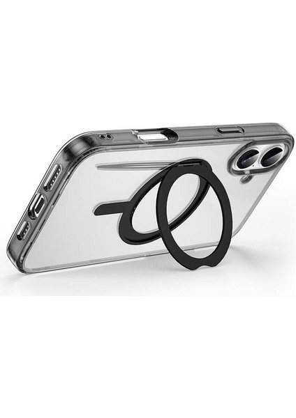 iPhone 16 Plus Kılıf MCC-201 Ishield Ultra Serisi Magsafe Özellik Standlı Crystal Sert Pc Siyah