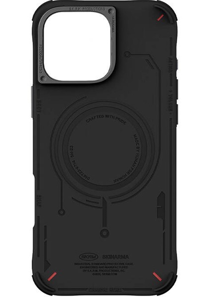 iPhone 16 Pro Uyumlu Kılıf Magsafe Şarj Özellikli Metal Kamera Çerçeveli Skinarma Mecha Serisi Siyah fiyatları