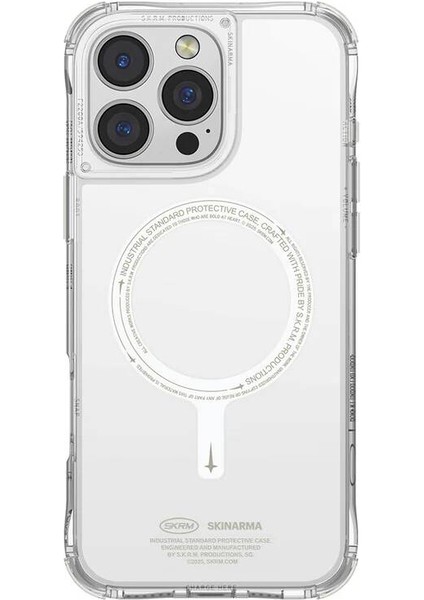 iPhone 16 Pro Max Kılıf Magsafe Özellikli Şeffaf Airbag Tasarımlı Skinarma Saido Nightglow Şeffaf modelleri