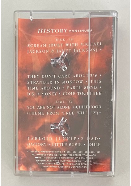 Michael Jackson History Past Present And Future Book 1 Kaset (Orjinal Dönem Baskı Kaset)