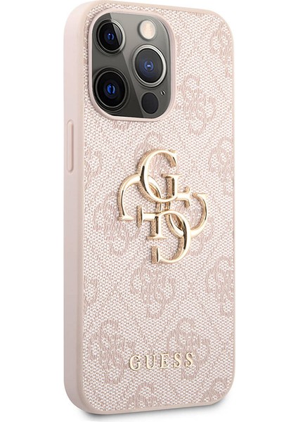 iPhone 13 Pro Max Kılıf Guess Orjinal Lisanslı Pu Deri 4g Desen Metal Büyük 4g ve Yazı Logolu Pembe modelleri