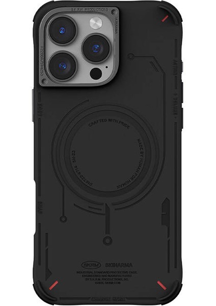 iPhone 16 Pro Max Uyumlu Kılıf Magsafe Özellikli Metal Kamera Çerçeveli Skinarma Mecha Serisi Siyah