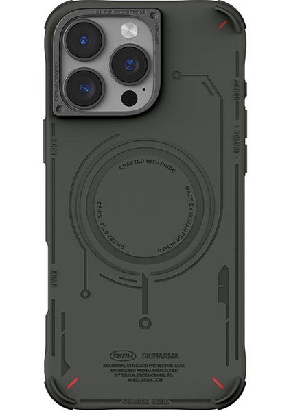 iPhone 16 Pro Max Uyumlu Kılıf Magsafe Özellikli Metal Kamera Çerçeveli Skinarma Mecha Serisi Olive