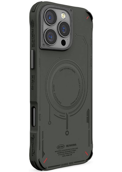 iPhone 16 Pro Max Uyumlu Kılıf Magsafe Özellikli Metal Kamera Çerçeveli Skinarma Mecha Serisi Olive fiyatları