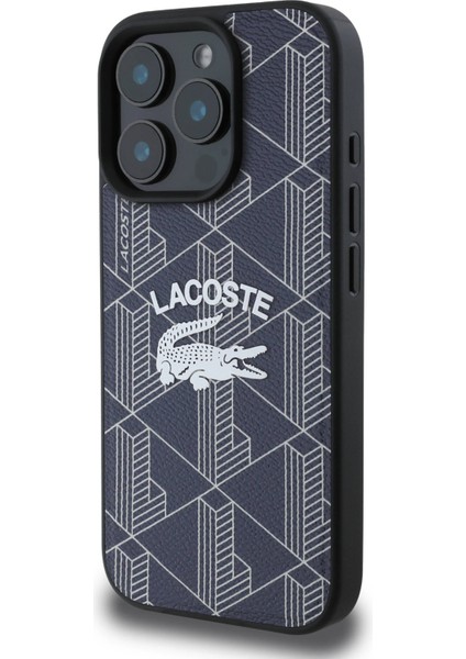 iPhone 16 Pro Uyumlu Kılıf Lacoste Orjinal Lisanslı Magsafe Özellikli Mono Vintage Logo Lacivert