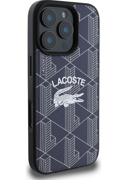 iPhone 16 Pro Uyumlu Kılıf Lacoste Orjinal Lisanslı Magsafe Özellikli Mono Vintage Logo Lacivert