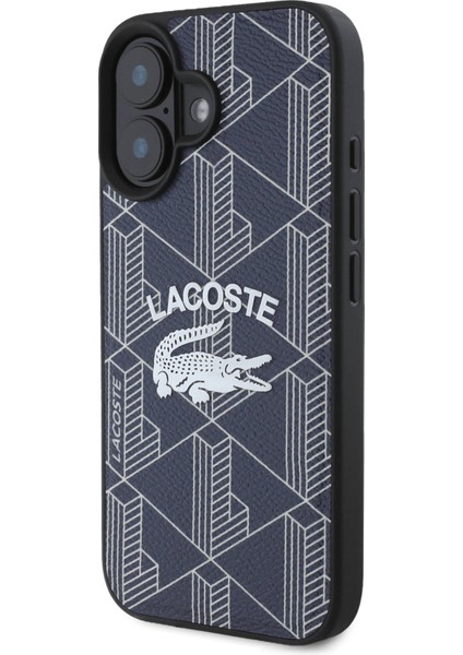 iPhone 16 Uyumlu Kılıf Lacoste Orjinal Lisanslı Magsafe Şarj Özellikli Mono Vintage Logo Lacivert