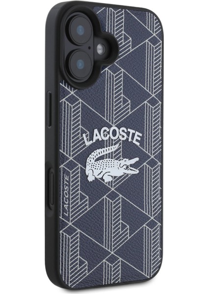 iPhone 16 Uyumlu Kılıf Lacoste Orjinal Lisanslı Magsafe Şarj Özellikli Mono Vintage Logo Lacivert