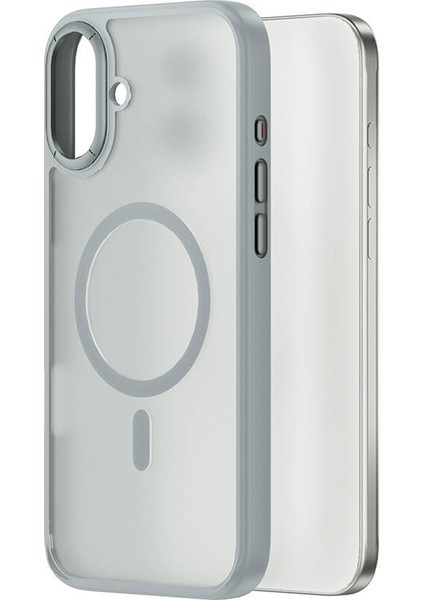 iPhone 16 Plus Kılıf FGG-012 Armorpro Serisi Magsafe Özellik Parmak Izi Bırakmayan Kılıf Gri