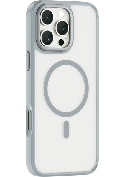 iPhone 16 Pro Max Kılıf Wiwu FGG-012 Armorpro Serisi Magsafe Özellik Parmak Izi Bırakmayan Kılıf Gri
