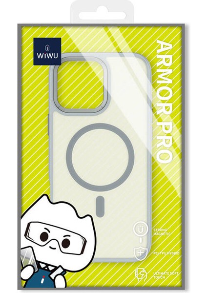 iPhone 16 Pro Max Kılıf Wiwu FGG-012 Armorpro Serisi Magsafe Özellik Parmak Izi Bırakmayan Kılıf Gri