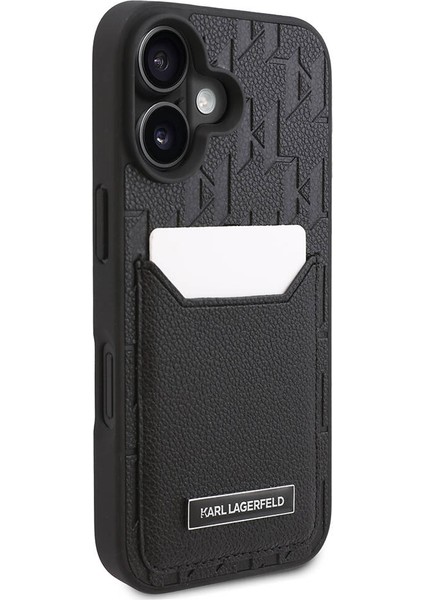 iPhone 16 Uyumlu Kılıf Orjinal Lisanslı Kartlıklı Cardslot Monogram Kapak Siyah modelleri