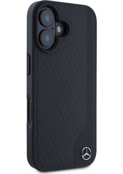 iPhone 16 Kılıf Mercedes-Benz Lisanslı Magsafe Özellikli 3D Metal Logolu Wood Imitation Deri Siyah modelleri