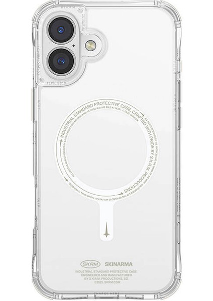 iPhone 16 Uyumlu Kılıf Magsafe Özellikli Şeffaf Airbag Tasarımlı Skinarma Saido Nightglow Şeffaf