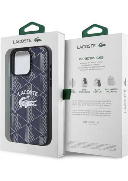 iPhone 16 Pro Max Uyumlu Kılıf Lacoste Orjinal Lisanslı Magsafe Özellikli Mono Vintage Logo Lacivert
