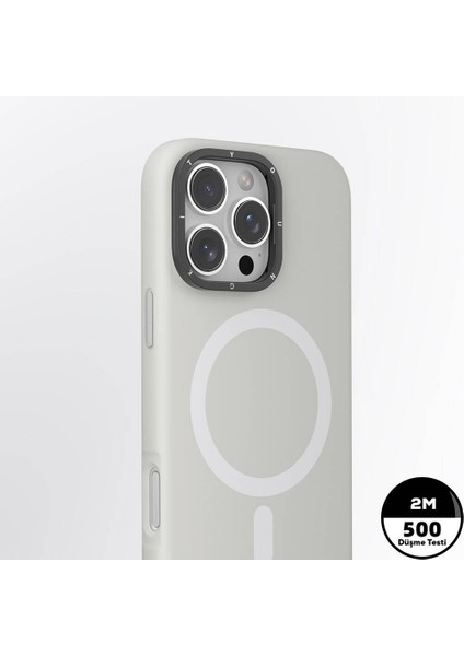 iPhone 16 Pro Max Kılıf Kamera Standlı Magsafe Şarj Özellikli Youngkit Bitty Cream Kapak Gri fırsatları