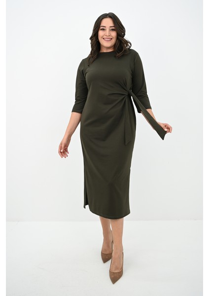 Kadın Büyük Beden Bel Bağlama Detaylı Elbise Şık ve Rahat Tasarım modelleri