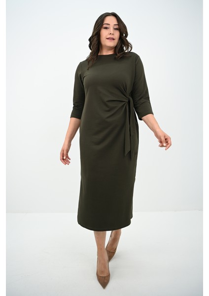 Kadın Büyük Beden Bel Bağlama Detaylı Elbise Şık ve Rahat Tasarım fırsatları