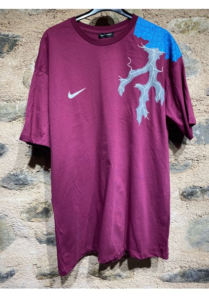 Monelizmen Nike Omuz Basklı Oversize T-Shirt - Mor