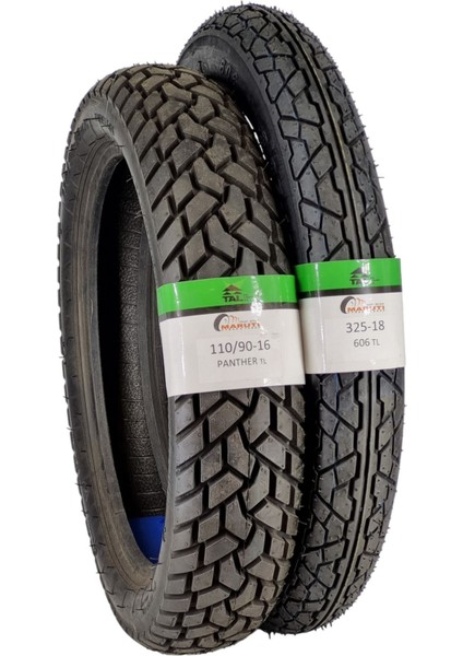 Maruti Tyres Seyhan Motosiklet Lastik Takımı 110/90-16 ve 325-18 Tl (Tubeless - Dubleks) PANTHER606SET