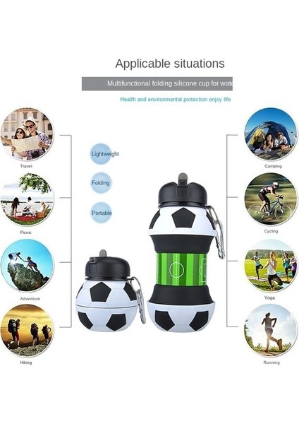 Dake Çocuk Su Kupası Taşınabilir Damla Geçirmez ve Sızdırmaz Silikon Katlanır Su Şişesi 550 ml (Yurt Dışından) fiyatları