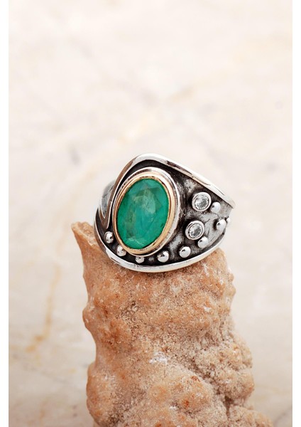 Paraiba Taşlı Çekiç Dövme Elişi Tasarım Gümüş Yüzük 5838 modelleri