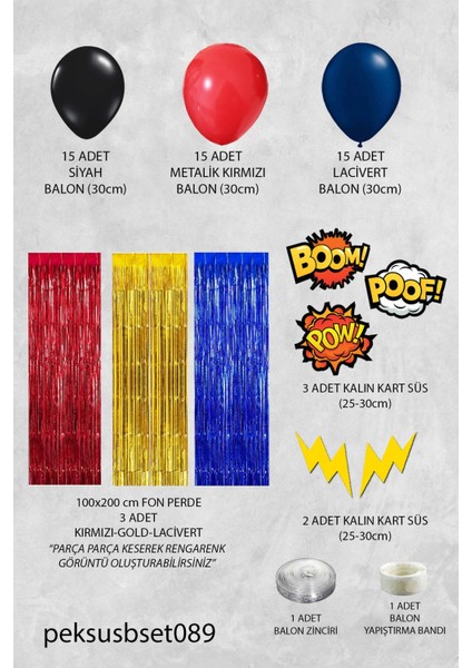 Süper kahramanlar tema doğum günü balon zinciri seti fon perdeli doğum günü süsleme seti modelleri