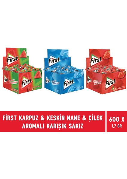Keskin Nane & Çilek & Karpuz Aromalı Tekli Sakız 1,7 gr - 600 Adet