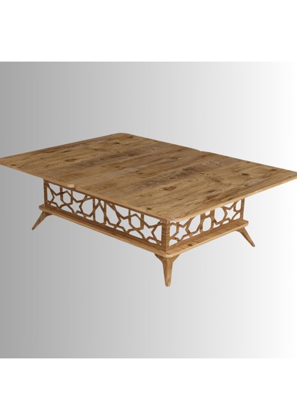 Zeren Akıllı Sehpa Lazer Desenli Kademeli Fonksiyonel Atlantik Çam Beyaz 90x39x60 Cm