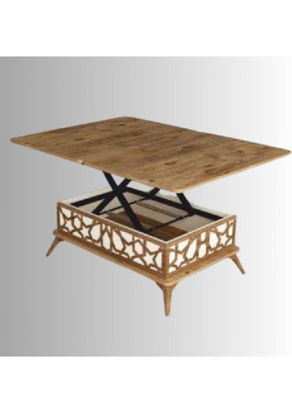 Zeren Akıllı Sehpa Lazer Desenli Kademeli Fonksiyonel Atlantik Çam Beyaz 90x39x60 Cm