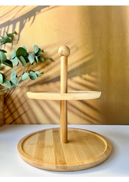 2 Katlı Bambu Servis Tabağı Sunumluk fiyatları