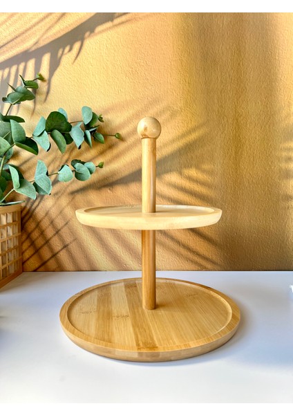 2 Katlı Bambu Servis Tabağı Sunumluk fırsatları