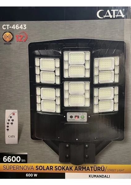 Cata 600 Watt Solar Led Armatür Kumandalı (8-12 Saat)