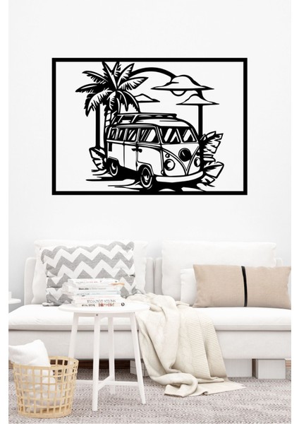 Retro Minibüs ve Tatil Temalı Minimalist Tablo T000000020