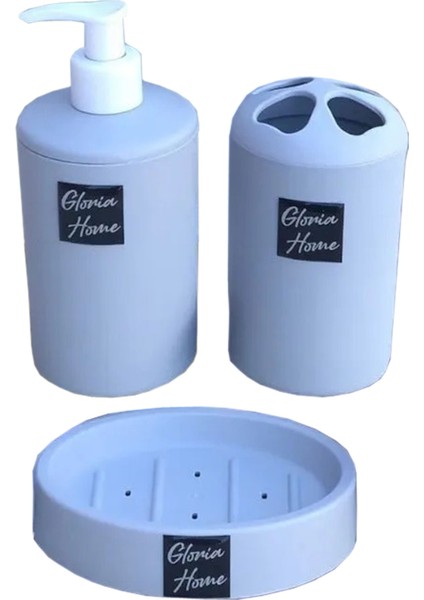 Banyo Takımı Diş Fırçalık Sıvı Sabunluk Katı Sabunluk 3 Lü Set Banyo Seti Lavabo Seti