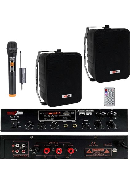 Black Large Plus Paket-1 Hoparlör ve Anfi Anons Ses Sistemi Seti