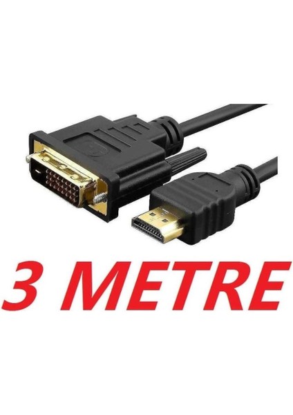 HDMI To DVI 24+1 Çevirici Çift Yönlü Monitör Kablosu 3 Metre